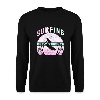 Surfing Surfer Gift Surfing hawaii - Unisex Sweatshirt - black - Front - Alina (178cm) & Michal (187cm)