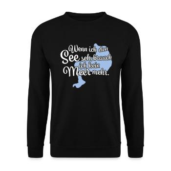 Wenn ich den See seh Fleesensee - Unisex Pullover - Schwarz - Vorne - Alina (178cm) & Michal (187cm)