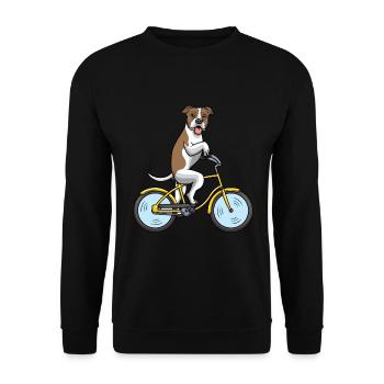 American Staffordshire Terrier chien à vélo - Sweat-shirt Unisexe - noir - Devant - Alina (178cm) & Michal (187cm)