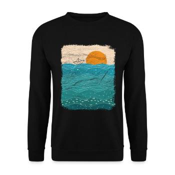 Bateau en papier bateau bateau papier bateau à papier - Sweat-shirt Unisexe - noir - Devant - Alina (178cm) & Michal (187cm)