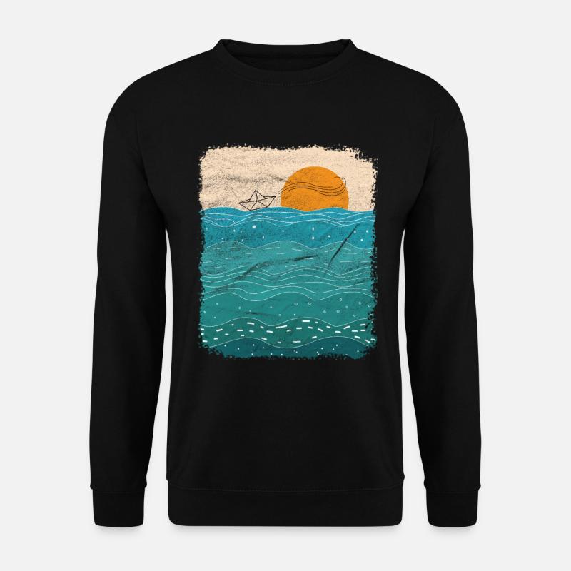 Papierboot Meer Papierschiff Papierboot - Unisex Pullover - Schwarz