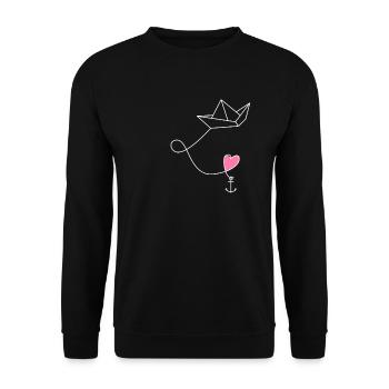 Bateau en papier avec ancre dans la mer - Sweat-shirt Unisexe - noir - Devant - Alina (178cm) & Michal (187cm)