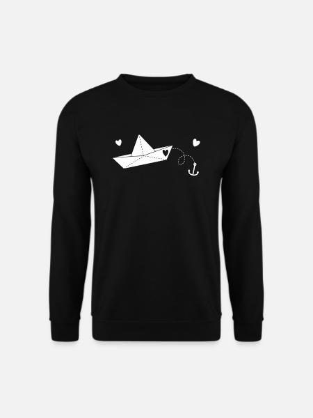Papierboot Anker Papierschiff - Unisex Pullover - Schwarz
