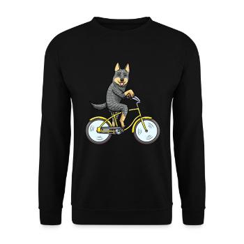 Australian Cattle Dog Hund Mit Fahrrad - Unisex Pullover - Schwarz - Vorne - Alina (178cm) & Michal (187cm)