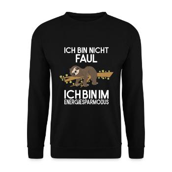 Fauler Faulenzer Relax Faultier Energiesparmodus - Unisex Pullover - Schwarz - Vorne - Alina (178cm) & Michal (187cm)