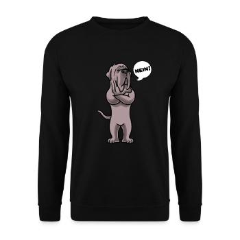 Mastino Napoletano Hund Neapolitanischer Mastiff - Unisex Pullover - Schwarz - Vorne - Alina (178cm) & Michal (187cm)