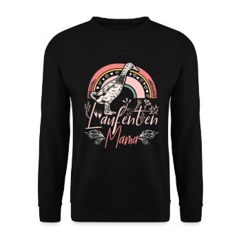 Laufente Laufenten Mama - Unisex Pullover - Schwarz - Vorne - Alina (178cm) & Michal (187cm)