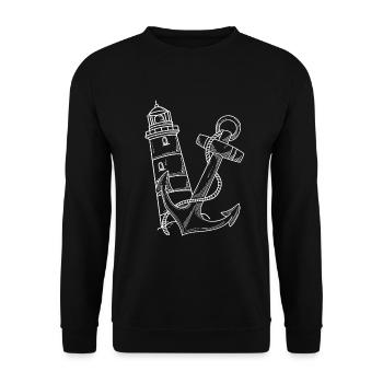 Leuchtturm Anker Maritim - Unisex Pullover - Schwarz - Vorne - Alina (178cm) & Michal (187cm)