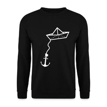 Papierschiff Meer Papierboot Papierschiffchen - Unisex Pullover - Schwarz - Vorne - Alina (178cm) & Michal (187cm)
