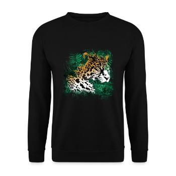 Leopard Rainforest Plants Nature Vegetation - Unisex Sweatshirt - black - Front - Alina (178cm) & Michal (187cm)