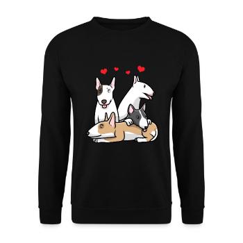 Miniatur Bullterrier Hund - Unisex Pullover - Schwarz - Vorne - Alina (178cm) & Michal (187cm)