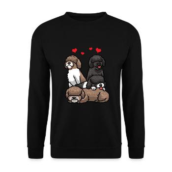 Perro de Agua Español Hund Spanischer Wasserhund - Unisex Pullover - Schwarz - Vorne - Alina (178cm) & Michal (187cm)