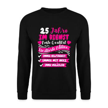 25 Jähriges Dienstjubiläum Firmenjubiläum - Unisex Pullover - Schwarz - Vorne - Alina (178cm) & Michal (187cm)