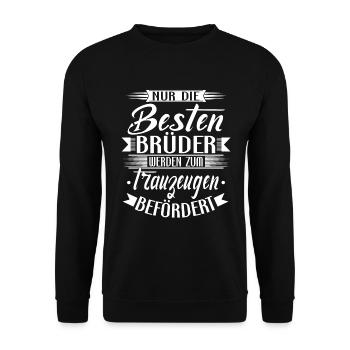 Trauzeuge Hochzeit - Unisex Pullover - Schwarz - Vorne - Alina (178cm) & Michal (187cm)