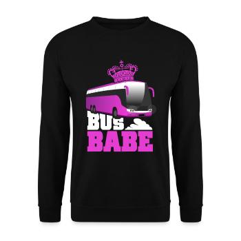 Damen Bus Babe Busfahrt Lienienbus Busfahrerin - Unisex Pullover - Schwarz - Vorne - Alina (178cm) & Michal (187cm)
