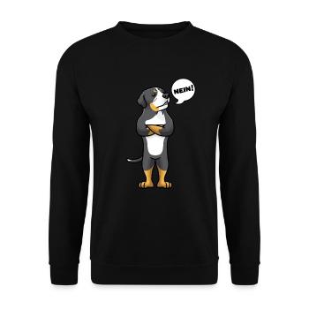 Sturer Großer Schweizer Sennenhund Hund - Unisex Pullover - Schwarz - Vorne - Alina (178cm) & Michal (187cm)