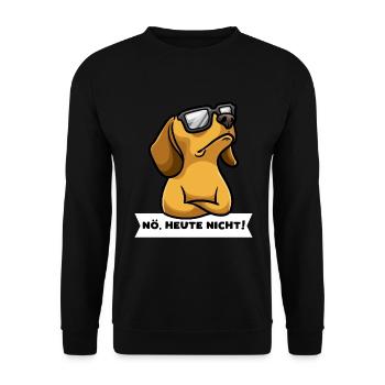 Sturer Dackel Hund lustig Teckel - Unisex Pullover - Schwarz - Vorne - Alina (178cm) & Michal (187cm)