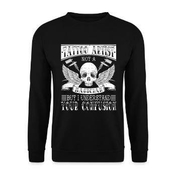 Tatoueur Tatoueur Tatouages - Sweat-shirt Unisexe - noir - Devant - Alina (178cm) & Michal (187cm)