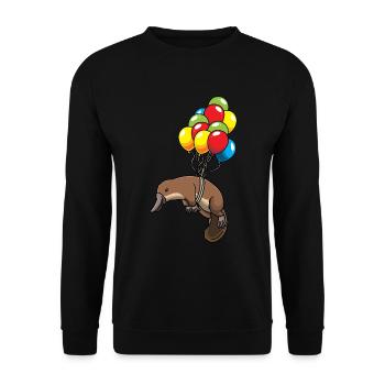 Schnabeltier mit Luftballons lustige Tiere - Unisex Pullover - Schwarz - Vorne - Alina (178cm) & Michal (187cm)
