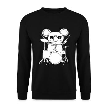 Schlagzeuger Drummer Koala mit Schlagzeug Kinder - Unisex Pullover - Schwarz - Vorne - Alina (178cm) & Michal (187cm)