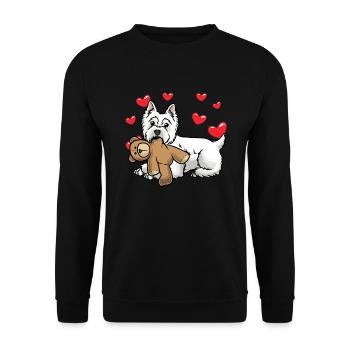 White West Highland Terrier Dog - Unisex Sweatshirt - black - Front - Alina (178cm) & Michal (187cm)