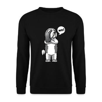 Polnischer Niederungshütehund Hund - Unisex Pullover - Schwarz - Vorne - Alina (178cm) & Michal (187cm)