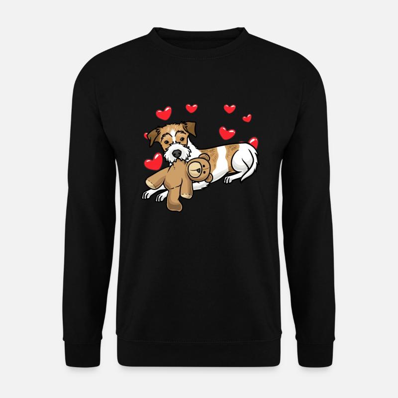 Kromfohrländer Hund mit Plüschtier - Unisex Pullover - Schwarz
