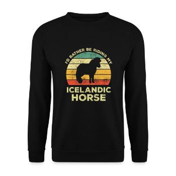 Funny I Would Rather Ride My Iceland Horse - Unisex Sweatshirt - black - Front - Alina (178cm) & Michal (187cm)