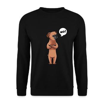 Sturer Petit Brabancon Hund Brabanter Griffon - Unisex Pullover - Schwarz - Vorne - Alina (178cm) & Michal (187cm)
