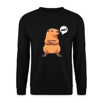 Capybara Wasserschwein - Unisex Pullover - Schwarz - Vorne - Alina (178cm) & Michal (187cm)