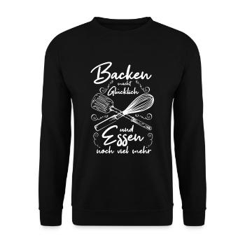 La cuisson vous rend heureux Confiseur Baker Food - Sweat-shirt Unisexe - noir - Devant - Alina (178cm) & Michal (187cm)