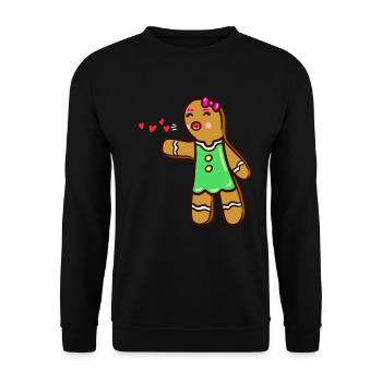Lebkuchenfrau Partnerlook Pärchen Weihnachten - Unisex Pullover - Schwarz - Vorne - Alina (178cm) & Michal (187cm)