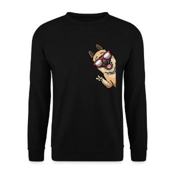 Laekenois Chien Berger Belge - Sweat-shirt Unisexe - noir - Devant - Alina (178cm) & Michal (187cm)