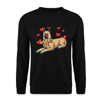Laekenois Cuddly Toy Dog Belgian Shepherd - Unisex Sweatshirt - black - Front - Alina (178cm) & Michal (187cm)
