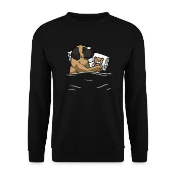 Leonberger Cuddly Toy Official Sleeping Shirt - Unisex Sweatshirt - black - Front - Alina (178cm) & Michal (187cm)