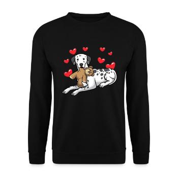 Chien en peluche dalmate et de nombreux cœurs - Sweat-shirt Unisexe - noir - Devant - Alina (178cm) & Michal (187cm)