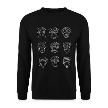 Funny Mushrooms Cartoon Fungi Mushroom Friends - Unisex Sweatshirt - black - Front - Alina (178cm) & Michal (187cm)