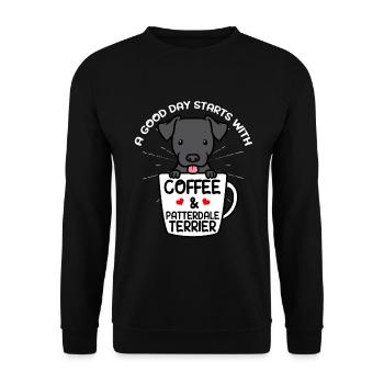 Patterdale Terrier Dog Fur Terrier Coffee - Unisex Sweatshirt - black - Front - Alina (178cm) & Michal (187cm)
