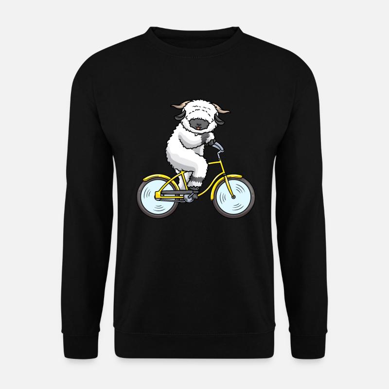 Walliser Schwarznasenschaf Auf Fahrrad Schaf Tier - Unisex Pullover - Schwarz