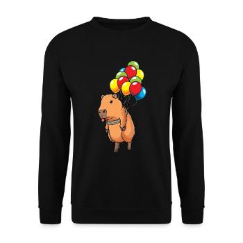 Capybara Wasserschwein Mit Luftballons Capybara - Unisex Pullover - Schwarz - Vorne - Alina (178cm) & Michal (187cm)
