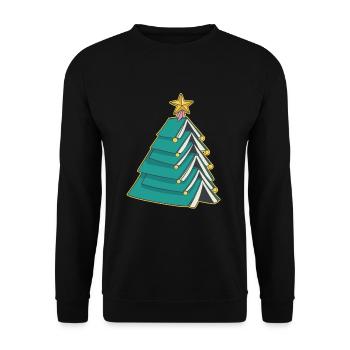 Tannenbaum aus Büchern für Autor Schriftsteller - Unisex Pullover - Schwarz - Vorne - Alina (178cm) & Michal (187cm)
