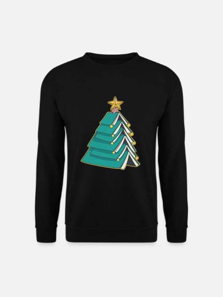 Tannenbaum aus Büchern für Autor Schriftsteller - Unisex Pullover - Schwarz