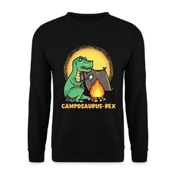Dinosaure T-Rex Jurrasic Campfire Camping-car - Sweat-shirt Unisexe - noir - Devant - Alina (178cm) & Michal (187cm)