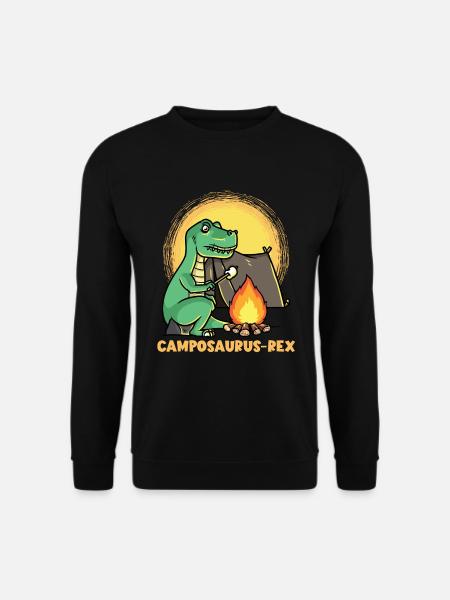 Dinosaurier T-Rex Jurrasic Lagerfeuer Wohnmobil - Unisex Pullover - Schwarz