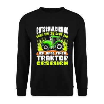 Trecker Bauernhof Traktor Kinder Landwirtschaft - Unisex Pullover - Schwarz - Vorne - Alina (178cm) & Michal (187cm)