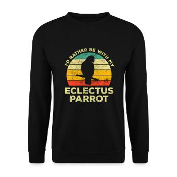 Lustig, ich wäre lieber mit meinem roten Papagei - Unisex Pullover - Schwarz - Vorne - Alina (178cm) & Michal (187cm)