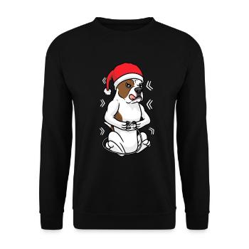 Weihnachten American Bulldog Gamer Hund - Unisex Pullover - Schwarz - Vorne - Alina (178cm) & Michal (187cm)