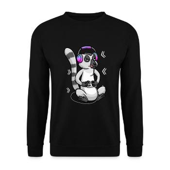 Katta Lemur Jeu Vidéo Jeu Joueur Katta Primate - Sweat-shirt Unisexe - noir - Devant - Alina (178cm) & Michal (187cm)