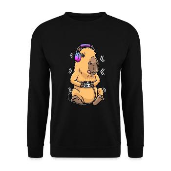 Capybara Nagetier Videospiel Gaming Gamer - Unisex Pullover - Schwarz - Vorne - Alina (178cm) & Michal (187cm)
