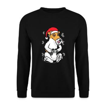 Christmas Fox Terrier Dog Gamer Video Gaming - Unisex Sweatshirt - black - Front - Alina (178cm) & Michal (187cm)